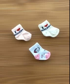 Neşeli Bebekler I Love Kalp Desenli Renkli Yeni Doğan Kız Çoraplar - 1