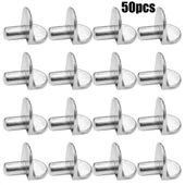 Raf Pimi Düz Nikel Cam Ahşap Metal Raf Tutucu Çivisi Mobilya Dolap Pimi Metal (50 ADET) - 6