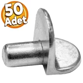 Raf Pimi Düz Nikel Cam Ahşap Metal Raf Tutucu Çivisi Mobilya Dolap Pimi Metal (50 ADET) - 1