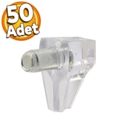 Raf Pimi Şeffaf Cam Ahşap Metal Raf Tutucu Çivisi Mobilya Dolap Pimi (50 ADET) thumbnail 1