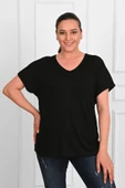 Kadın V Yaka Büyük Beden T-shirt 1486-23 - 4
