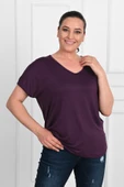 Kadın V Yaka Büyük Beden T-shirt 1486-23 - 12