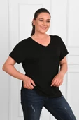 Kadın V Yaka Büyük Beden T-shirt 1486-23 - 2