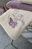 Butterfly 3d Nakışlı Lila Mor Aile Banyo Seti - 5