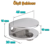 Cam Tutucu Ahşap Raf Tutucu Oval Cam Etejeri Metal U Tipi Metal Vidalı Krom (4 ADET) - 2