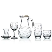 Decocia Pudgy 31 Parça 6 Kişilik Kesme Bardak Çeyiz Seti Sürgün Desenli thumbnail 1