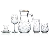 Decocia Kazaan 31 Parça 6 Kişilik  Kesme Bardak Çeyiz Seti Sürgün Desenli thumbnail 1