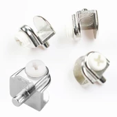 Raf Ahşap Cam Tutucu Cam Etejer Metal Pimli Krom Plastik Vidalı (4 Adet) - 6