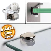 Raf Ahşap Cam Tutucu Cam Etejer Metal Pimli Krom Plastik Vidalı (4 Adet) - 1