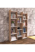 Nur Mobilya Modern Kitaplık Atlantik Çam Beyaz - 2