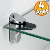 Pelikan Ayarlanabilir Etajer Cam Tutucu Ahşap Raf Tutucu Cam Etejeri Metal Vidalı Krom (4 ADET) - 1