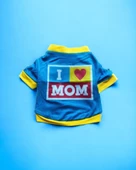 Hediye Paketli, Anneye Hediye, Love Mom Blue, Oval Yaka Tişört Köpek Kıyafeti,Elbisesi Anneler Günü, Anneye, Anne - 4