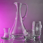 Decocia Pudgy 25 Parça  6 Kişilik Bardak Çeyiz Seti Dik Karaflı Mira Desenli thumbnail 2