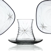 Decocia Kazaan 25 Parça 6 Kişilik  Bardak Çeyiz Seti Dik Karaflı Mira Desenli thumbnail 4