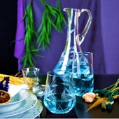 Decocia Kazaan 25 Parça 6 Kişilik  Bardak Çeyiz Seti Dik Karaflı Sürgün Desenli thumbnail 2