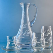 Decocia Kazaan 25 Parça 6 Kişilik  Bardak Çeyiz Seti Dik Karaflı Sürgün Desenli thumbnail 3