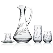 Decocia Kazaan 25 Parça 6 Kişilik  Bardak Çeyiz Seti Dik Karaflı Sürgün Desenli thumbnail 1