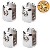 Cam Raf Tutucu Metal Yuvarlak Cam Etejer Menteşesi Krom Metal Vidalı 10 mm (4 Adet) - 1