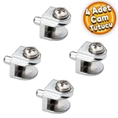 Cam Raf Tutucu Metal Cam Etejer Pimli Krom Metal Vidalı (4 Adet) - 1