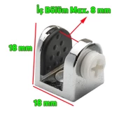 Tırnak Metal Cam Raf Tutucu Cam Etejer Menteşesi Krom Plastik Vidalı 8 mm (4 Adet) - 2