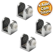 Tırnak Metal Cam Raf Tutucu Cam Etejer Menteşesi Krom Plastik Vidalı 8 mm (4 Adet) - 1