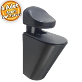 Pelikan Ayarlanabilir Etajer Cam Tutucu Ahşap Raf Tutucu Cam Etejeri Metal Vidalı Siyah (4 ADET) thumbnail 1