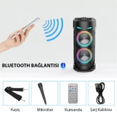 Polham 1800mAh Şarjlı RGB Işıklı Mikrofonlu Taşınabilir Bluetooth Hoparlör, Kumanda ve Mikrofonlu - 3