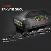 LOKITHOR JA301 12V 2000Amp Li-Polimer Akıllı Akü Takviye + Pompa + Powerbank + Led Lamba - 8