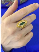 Mekik Zümrüt Dorika Toplu Altın Yüzük 8 Ayar thumbnail 2