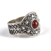 925 Ayar Gümüş Akik Taşlı Telkari Yüzük thumbnail 2