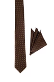 Cengiz İnler Puantiye Desenli Mendilli Mikrofiber Erkek Kravat - 7