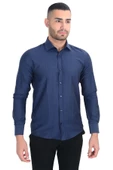 Cengiz İnler Standart  Petek Doku Cepsiz  Slim Fit Erkek Gömlek thumbnail 1