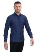 Cengiz İnler Standart  Petek Doku Cepsiz  Slim Fit Erkek Gömlek thumbnail 8