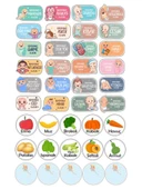Digithome 39 Adet Değerler Meslekler ve Meyveler Kavanoz Etiketi Sticker Seti C1-1-149 - 1