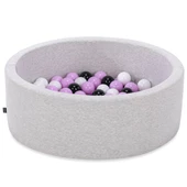 Wellgro Bubble Pops Açık Gri Sünger Top Havuzu / Lila, Beyaz, Siyah Toplu - 2