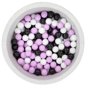 Wellgro Bubble Pops Açık Gri Sünger Top Havuzu / Lila, Beyaz, Siyah Toplu - 1