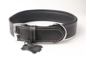 Privilege Hakiki Yağlı Deri Köpek Boyun Tasması M Siyah 3x38-47 cm - 1