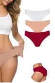 3 Adet Kadın Dikişsiz Lazer Kesim Esnek İz yapmayan Külot S7 - 1