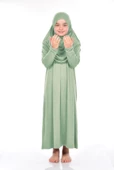 Pratik Çocuk Namaz Elbisesi 9-11 Yaş Mint Yeşili - 1