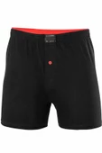 Düğmeli Pamuklu Erkek Penye Boxer Siyah - 1146A - 1