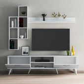 Mega 180 lik Kitaplıklı Raflı Tv Ünitesi Beyaz - TVU0301 - 3