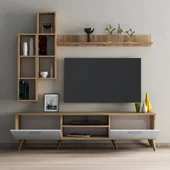 Mega 180 lik Kitaplıklı Raflı Tv Ünitesi Çam-Beyaz  - TVU0303 - 3