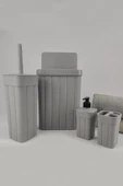 Digithome 4 Parça Fitilli Banyo Seti Gri - KIRANDA 6 C320.037 - 3