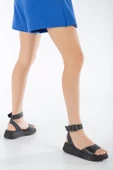 Siyah Hakiki Deri Kadın Sandalet SK23Y501-SYH - 3