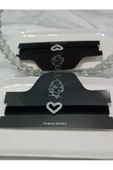 Zirkon Taşlı Choker Boş Kalp Detay Kadife Tasma Kolye - 3