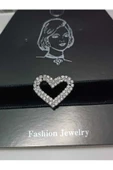 Zirkon Taşlı Choker Boş Kalp Detay Kadife Tasma Kolye - 2