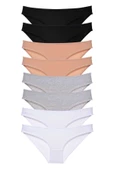 8 adet Süper Eko Set Likralı Kadın Slip Külot Siyah Ten Gri Beyaz thumbnail 1