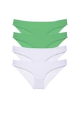 4 adet Eko Set Likralı Kadın Slip Külot Yeşil Beyaz - 1