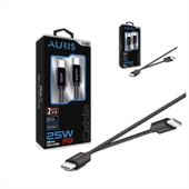 2 Adet - Auris CB46 Type-C To Type-C Kablo 25W 2 Metre - 1