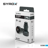 Syrox SC30B Araç Çakmaklık Şarj Aleti PD30W, 3.1Amper LCD Ekran + Auris CB46 Type-C To Type-C USB Kablo 25W 200Cm - 3